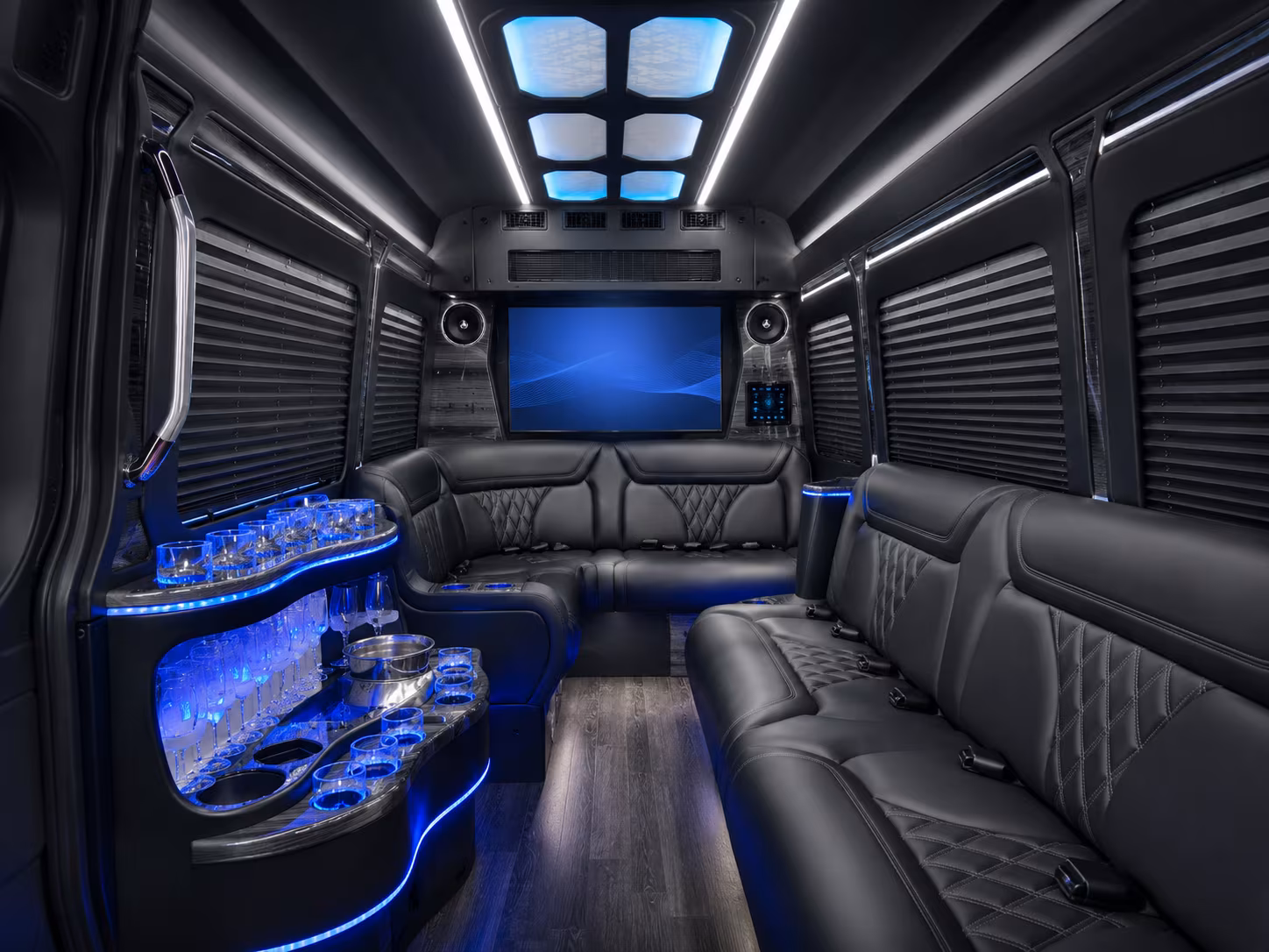 huntington beach 30 passenger party bus interior