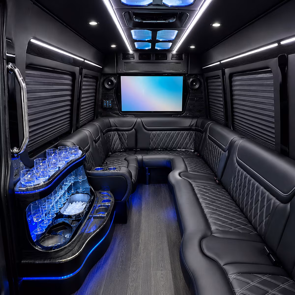 huntington beach party bus rental interior