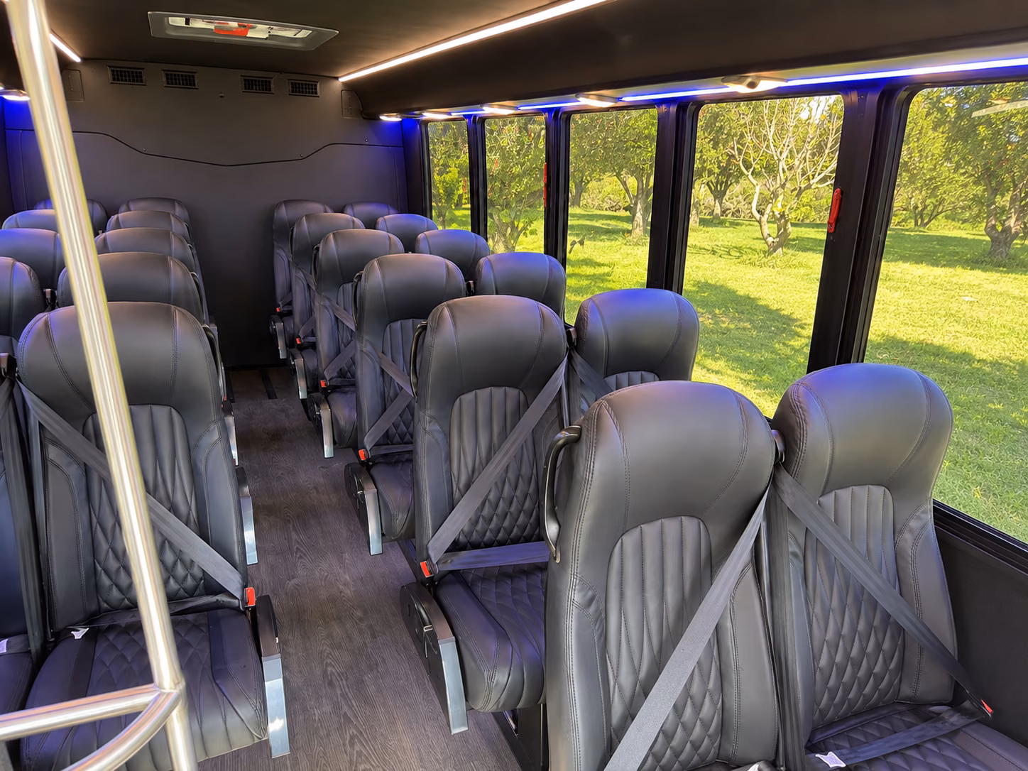 orange charter buses for concerts and shows